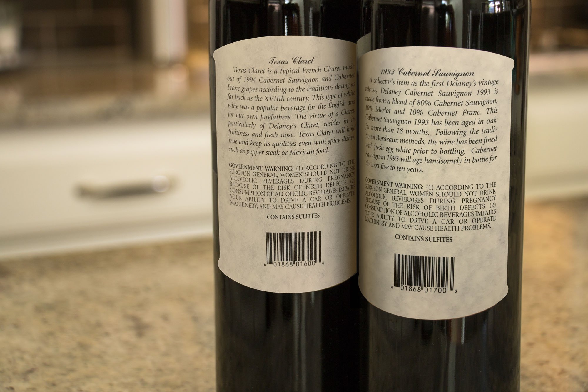 Delaney Vineyards Back Label